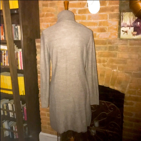 Tan Cable Knit Long Sleeve Midi Sweater Dress Med - Picture 3 of 4